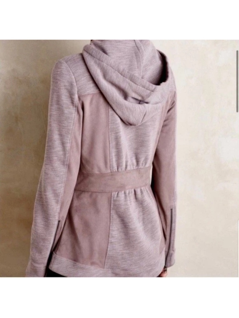Akemi + Kin Abbe Full Zip Hoodie Medium Mauve Taupe Hooded Jacket - Picture 2 of 12